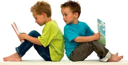 two boys reading books