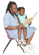 Black woman reading to her daughter